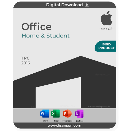 Office 2016 Ev ve Öğrenci Dijital Lisans (macOS)